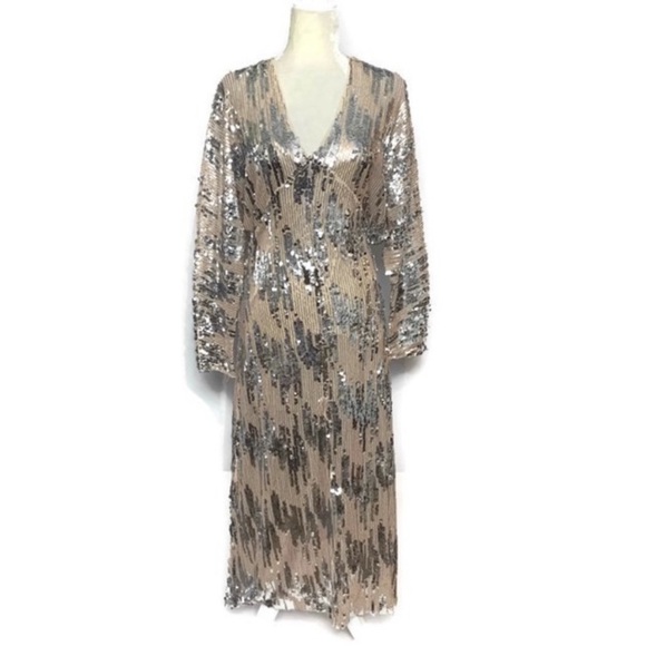 ZARA | long sleeve metallic sequin dress - Picture 8 of 8